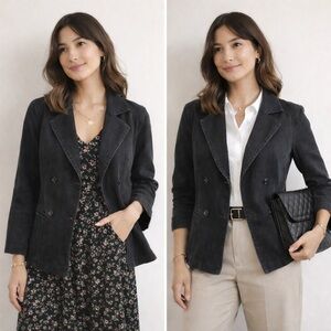 DG2 by Diane Gilman Black Jean Jacket Fitted Style